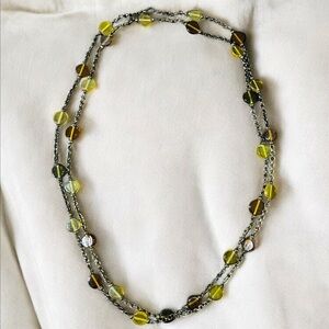Vintage 70’s Yellow / Amber shade beads, gunmetal chain 💛🧡🩶